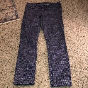 Blue and white skinny J Crew pants